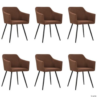 vidaXL Dining Chairs 6 pcs Brown Fabric dining room furniture