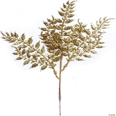 Floral Home Gold 10" Glitter Leaf Spray Christmas Tree Pick 24pcs Oriental Trading