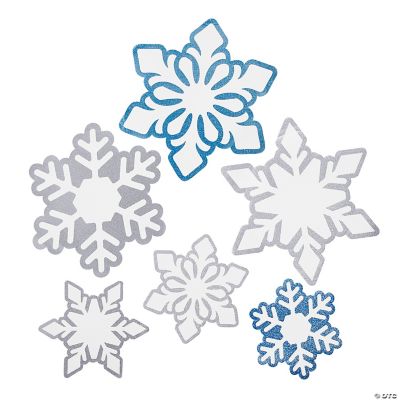 6 PC 4 Large Glitter Snowflake Cutouts