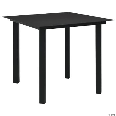 vidaXL Patio Dining Table Black 31.5"x31.5"x29.1" Steel and Glass Black