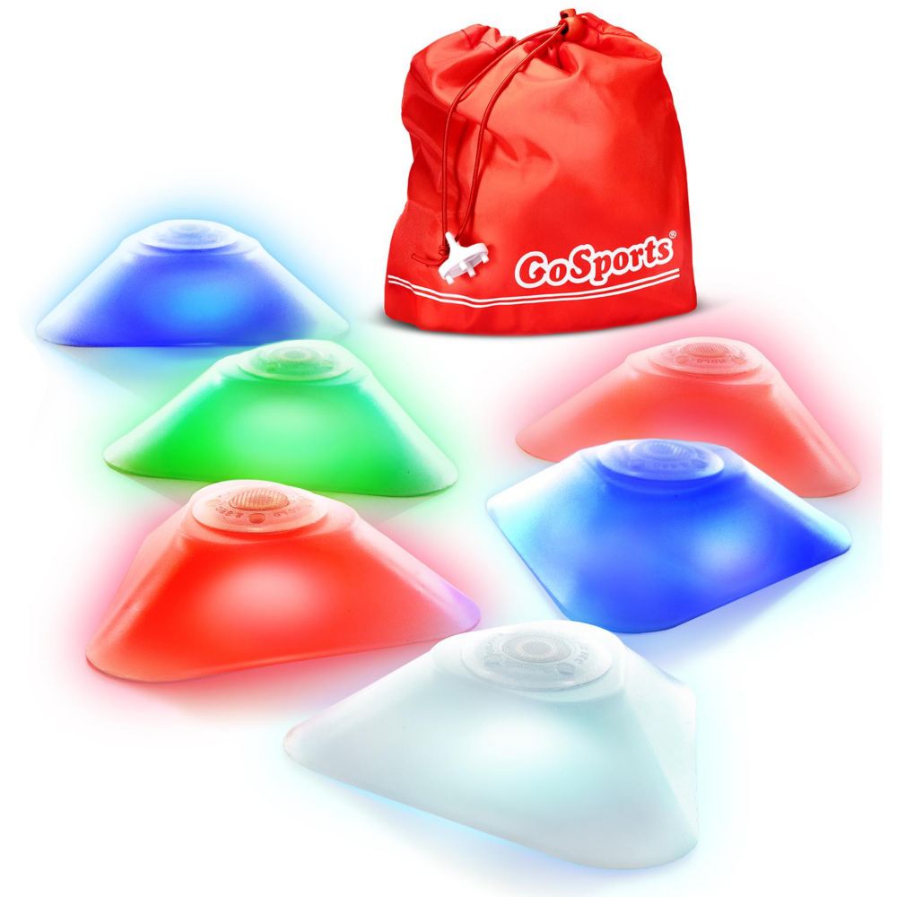 Gosports modern light up cones - cycle between 4 led colors for sports, traffic safety, and glow in the dark games - 6 pack From MindWare
