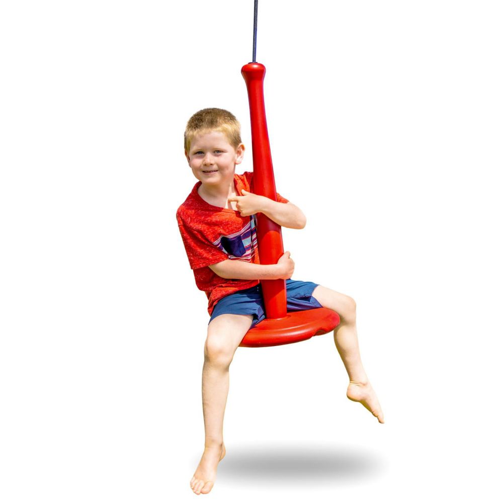 Gosports free flight modern tree swing with rope and carabiner - all-weather outdoor kids swing, red From MindWare