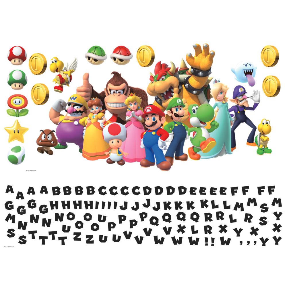 Super mario giant peel & stick wall decal with alphabet From MindWare