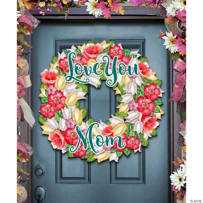 Love You Mama Flowers Holiday Door Wreath by G. Debrekht Oriental Trading