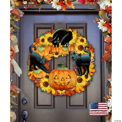 Designocracy Halloween Cats Holiday Door Wreath By Laura Seeley
