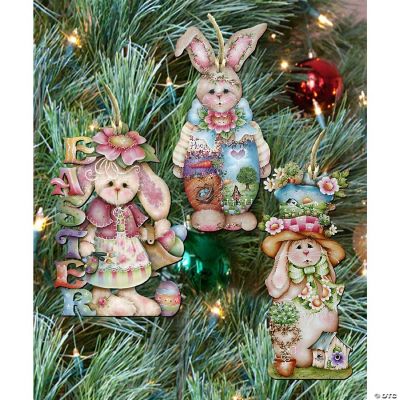Designocracy Easter Wooden Ornaments Set of 3 by J. Mills Price Easter