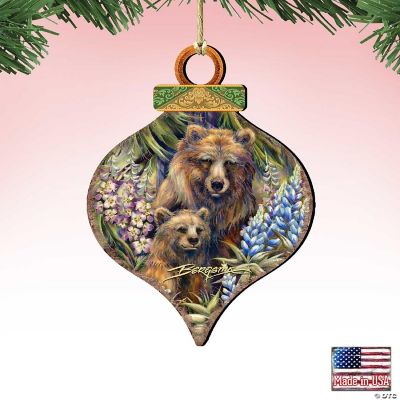 designocracy-grin-bear-it-grizzly-mother-cub-wooden-ornaments-set-of-2