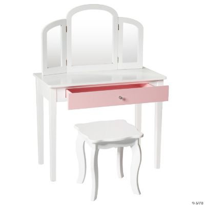 Costway Kids Vanity Set Princess Makeup Dressing Play Table Set W