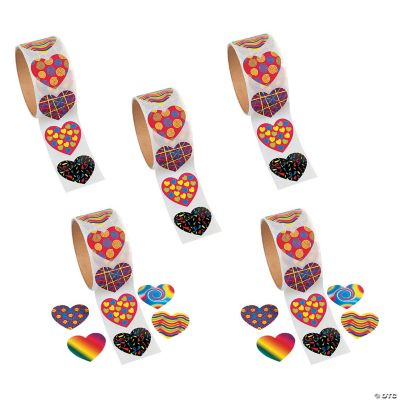 Bulk 500 Pc. Funky Heart Sticker Rolls | Oriental Trading