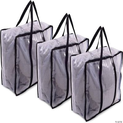 Storage Bags for Bedding Clothes w/Zipper and Handles Clear Plastic  Waterproof Underbed 23.5x23.5x7.4 4 Pack