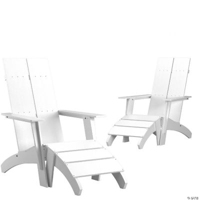 Merrick Lane Piedmont Adirondack Patio Chairs With Ottomans White