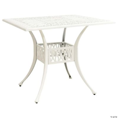 vidaXL Patio Table White 35.4"x35.4"x28.7" Cast Aluminum | Oriental Trading