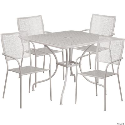Emma + Oliver Commercial Grade 35.5" Square Light Gray Patio Table Set