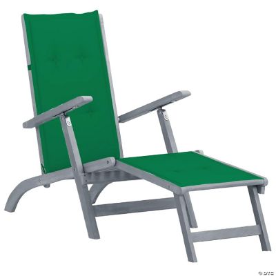 vidaXL Outdoor Deck Chair with Footrest and Cushion Solid Acacia Wood