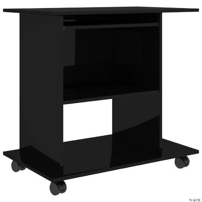 vidaXL Computer Desk High Gloss Black 31.5"x19.7"x29.5" Engineered Wood Oriental Trading