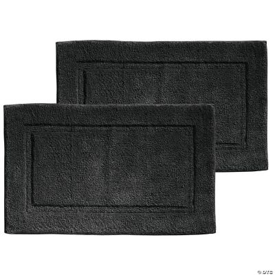 mDesign 100 Cotton Bath Mat HotelStyle Bathroom Floor Rug 2 Pack Black