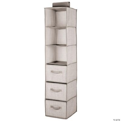 mDesign Long Fabric Over Closet Rod Hanging Organizer, 6 Shelves