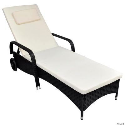 vidaXL Lounger Chair with Cushion & Wheels Poly Rattan Black Oriental