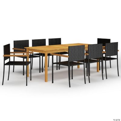 vidaXL 9 Piece Black/Brown Patio Dining Set