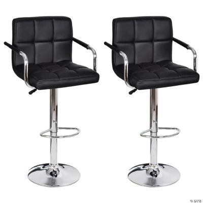 vidaXL Bar Stools 2 pcs Black Faux Leather commercial bar stools