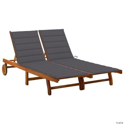 vidaXL 2Person Patio Sun Loungers with Cushions Solid Acacia Wood