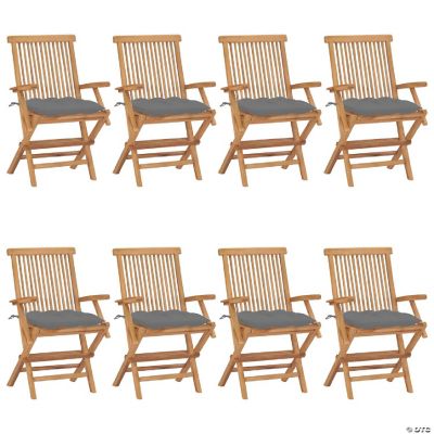 vidaXL 8 pcs Solid Teak Wood Patio Chairs with Cushions Wooden Lounge