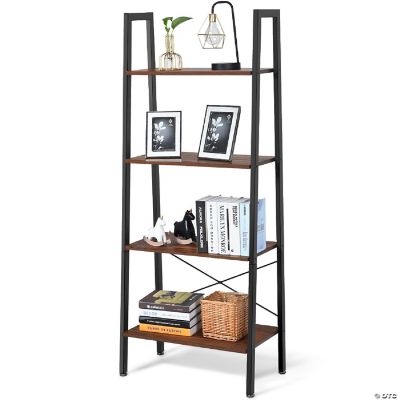 Costway 4Tier Wood Ladder Shelf Ladder Bookcase Bookshelf Display Rack