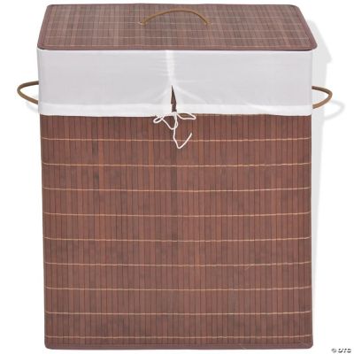 vidaXL Bamboo Laundry Bin Rectangular Brown | Oriental Trading