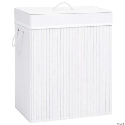 vidaXL Bamboo Laundry Basket with 2 Sections White 26.4 gal Oriental