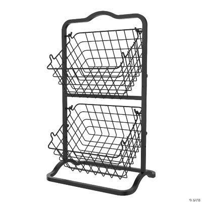 Oceanstar 2Tier Storage Kitchen Wire Basket Stand, Black Oriental