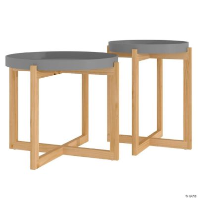 vidaXL Coffee Tables 2 pcs Gray Engineered Wood and Solid Wood Pine