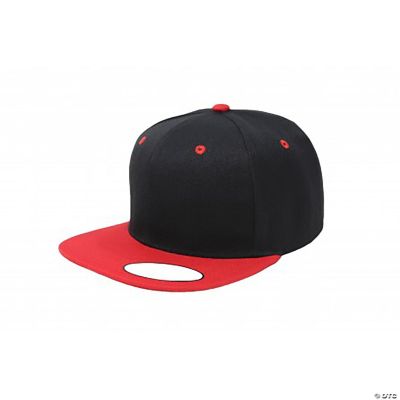 Balec 2-Pack Snapback Cap Hat Flatbrim Adjustable (Black & Red ...
