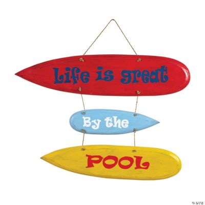 RAM Outdoor Decor Life is Great Wooden Summer Pool Wall Art Sign