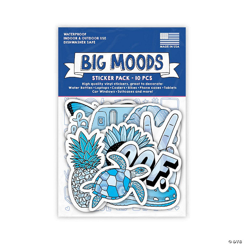 Big Moods Aesthetic Sticker Pack 10pc - Blue