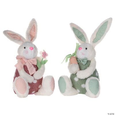 Melrose Home Decorative Rabbit Holding Carrot, Flower, Fabric