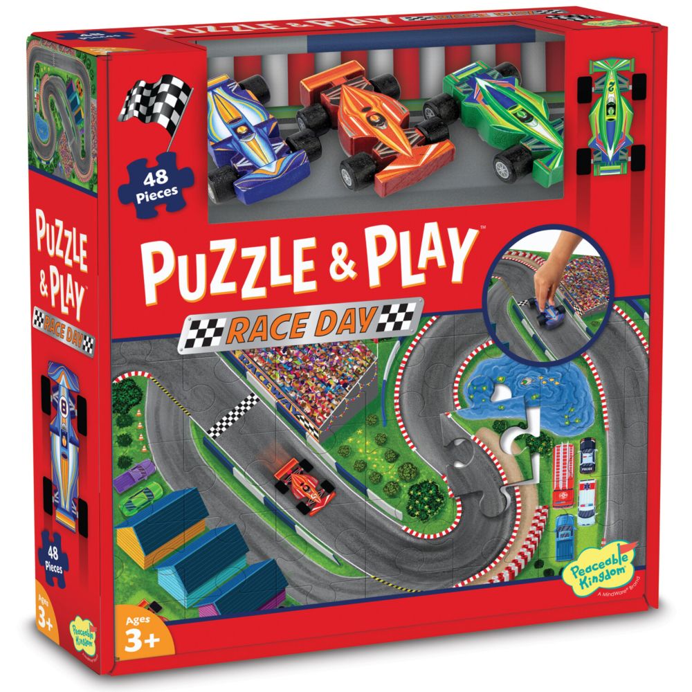 Puzzle & Play: Race Day Floor Puzzle From MindWare