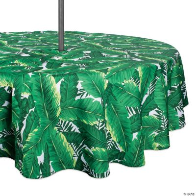 Banana Leaf Outdoor Tablecloth With Zipper 60 Round | Oriental Trading