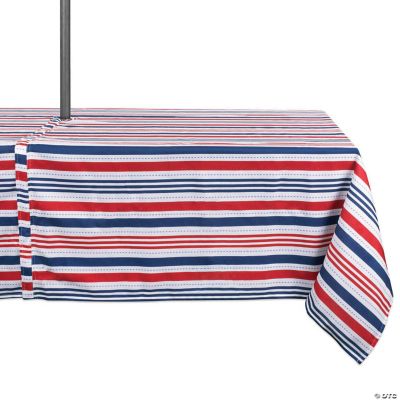 Patriotic Stripe Outdoor Tablecloth With Zipper 60X84 Oriental Trading