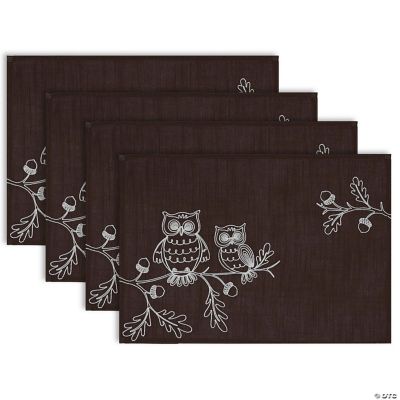 Placemat Embroidered Owls (Set Of 4)
