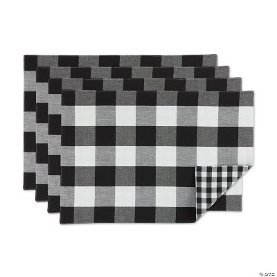 Black/White Reversible Gingham/Buffalo Check Placemat Set