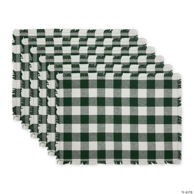 Hunter Green Heavyweight Check Fringed Placemat (Set Of 6)