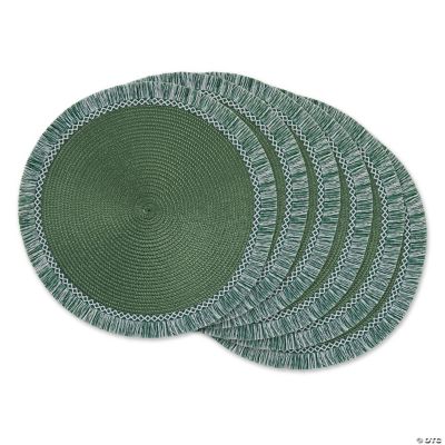 Dark Green Round Fringed Placemat Set Of 6 Oriental Trading