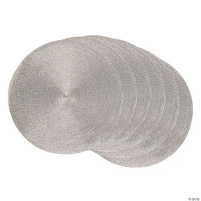 Metallic Silver Round Polypropylene Woven Placemat (Set Of 6) Oriental Trading