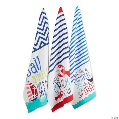 Anchor'S Away Collection Kitchen, Dishtowel Set, 18X28", Sailing, 3