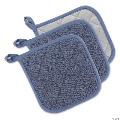 Design Imports Gray Terry Double Oven Mitt 