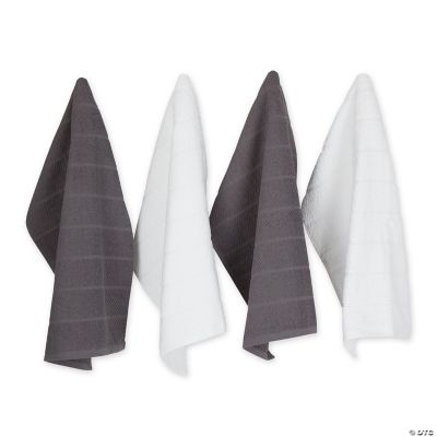 Design Imports DII Set Di 4 Strofinacci In Cotone A Nido D'Ape, Colore Verde Scuro, 40x66 Cm, Ultra Assorbenti E Anti-Pelucchi