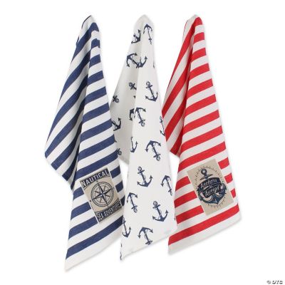 Anchor'S Away Collection Kitchen, Dishtowel Set, 18X28", Jacquard, 2