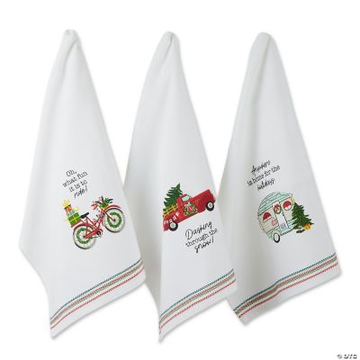 Holidays on wheels printed dishtowel set of 3 