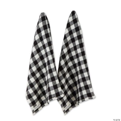 Black Checker Washed Waffle Dishtowel (Set Of 2) Oriental Trading