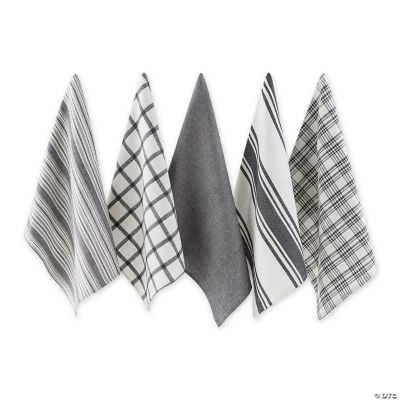 Hand woven Striped Kitchen Towels | Black & Gray